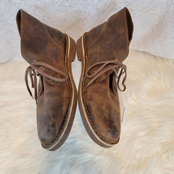 Clarks Men\'s Chukka Desert Boots Ankle Lace‎ Up Brown Leather 12 Shoe Distressed main image 4